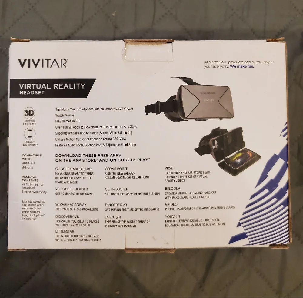 Vivitar Dream On Virtual Reality Headset - Black NWT